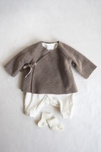 MAKIE - Gender Neutral - Baby Set #6 Fleece Kimono Jacket, Beige