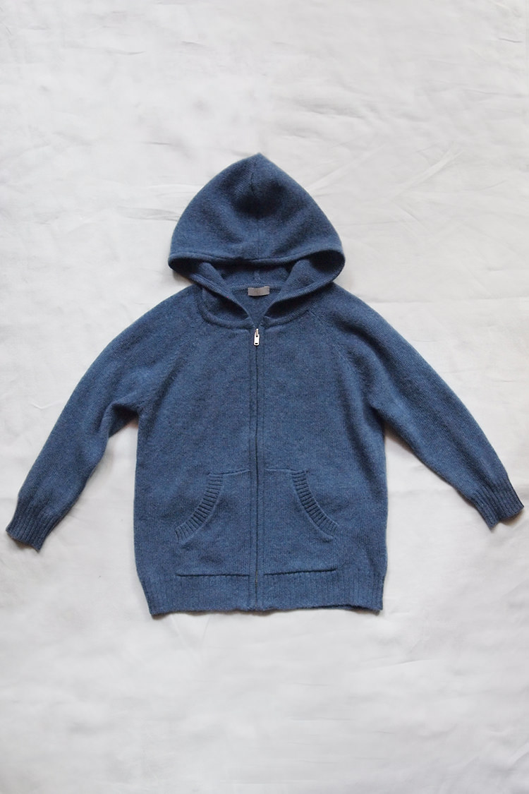 blue cashmere hoodie