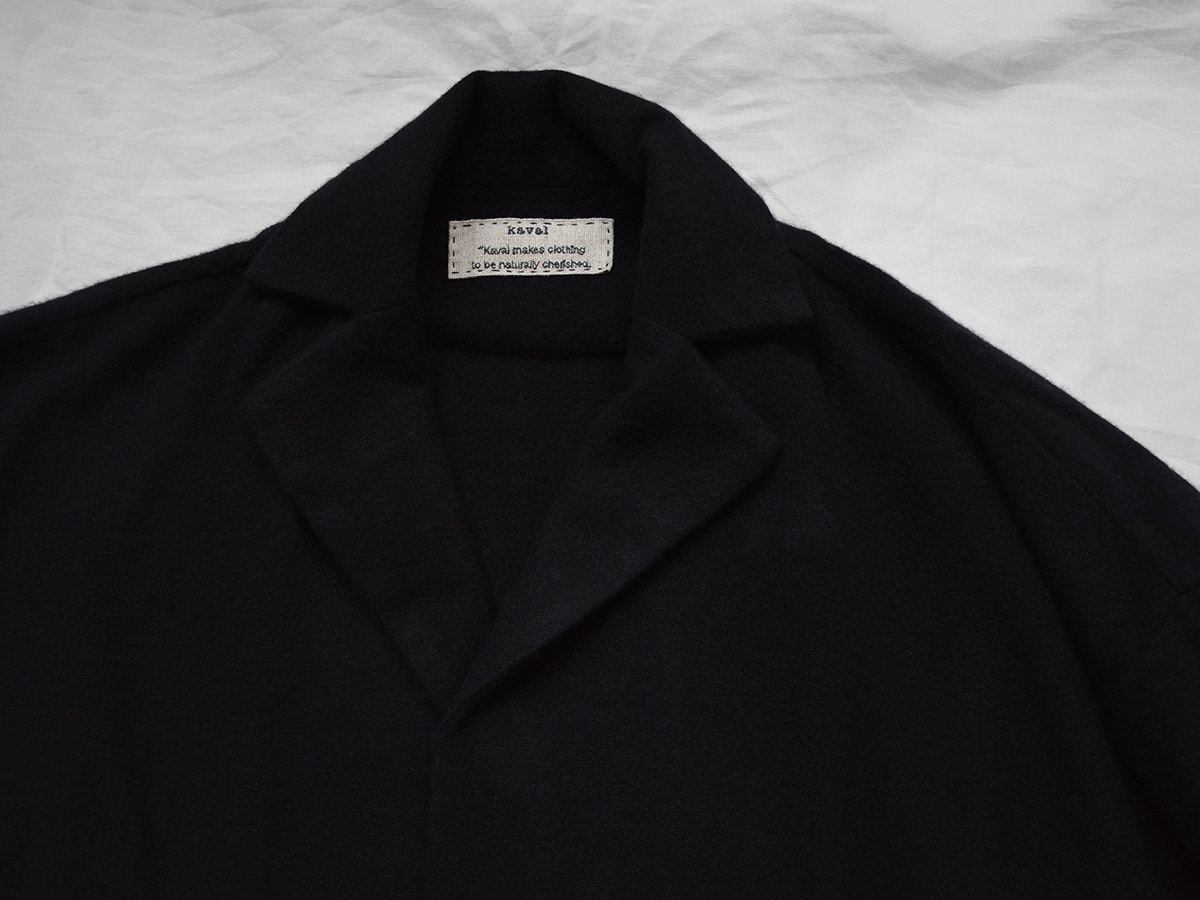 Kaval Stole Long Coat - Black - Cashmere - Handmade in Japan - MAKIE