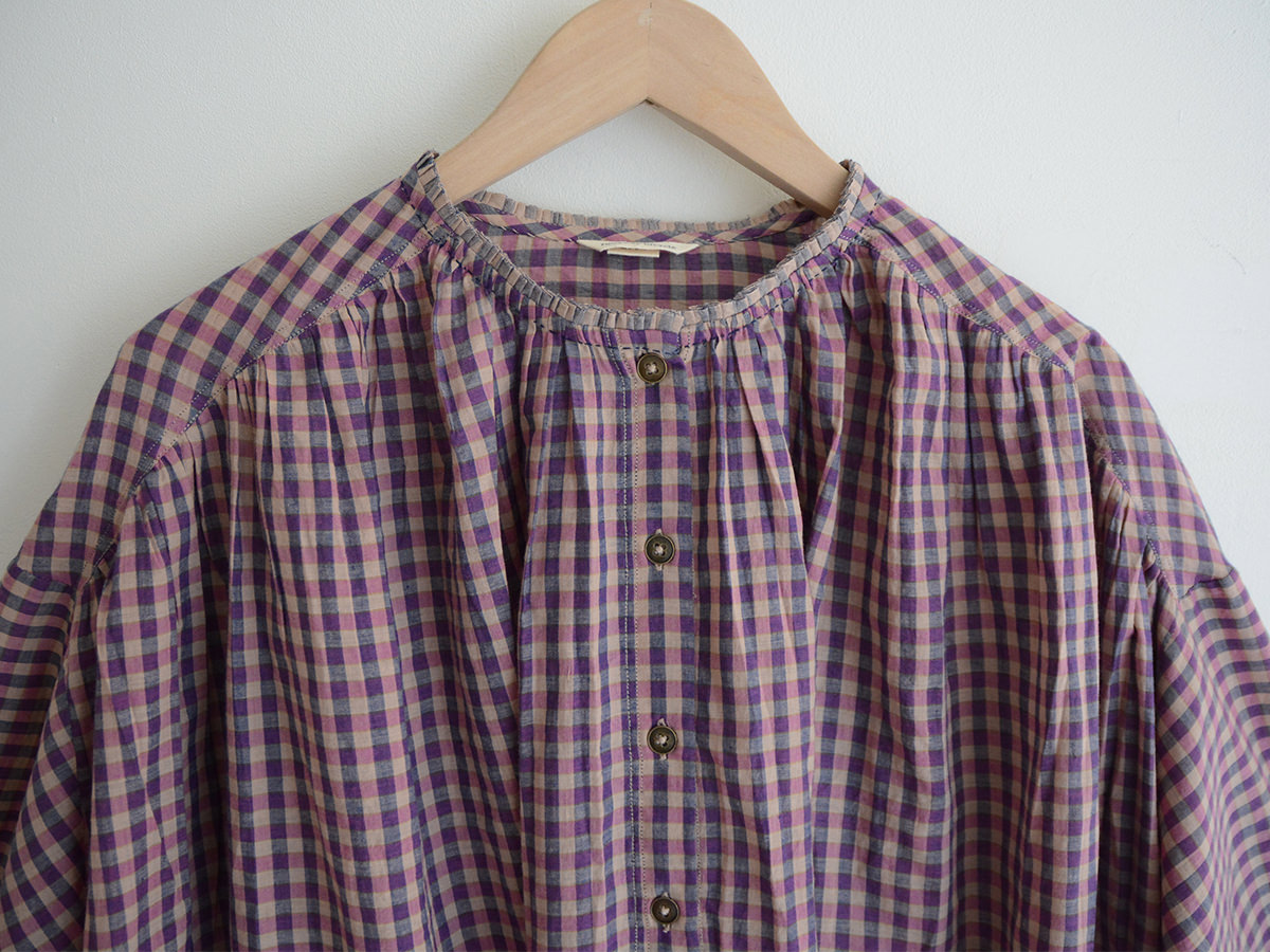 Runaway Bicycle, Handloom Gathered Dress Glen - Purple Check - MAKIE