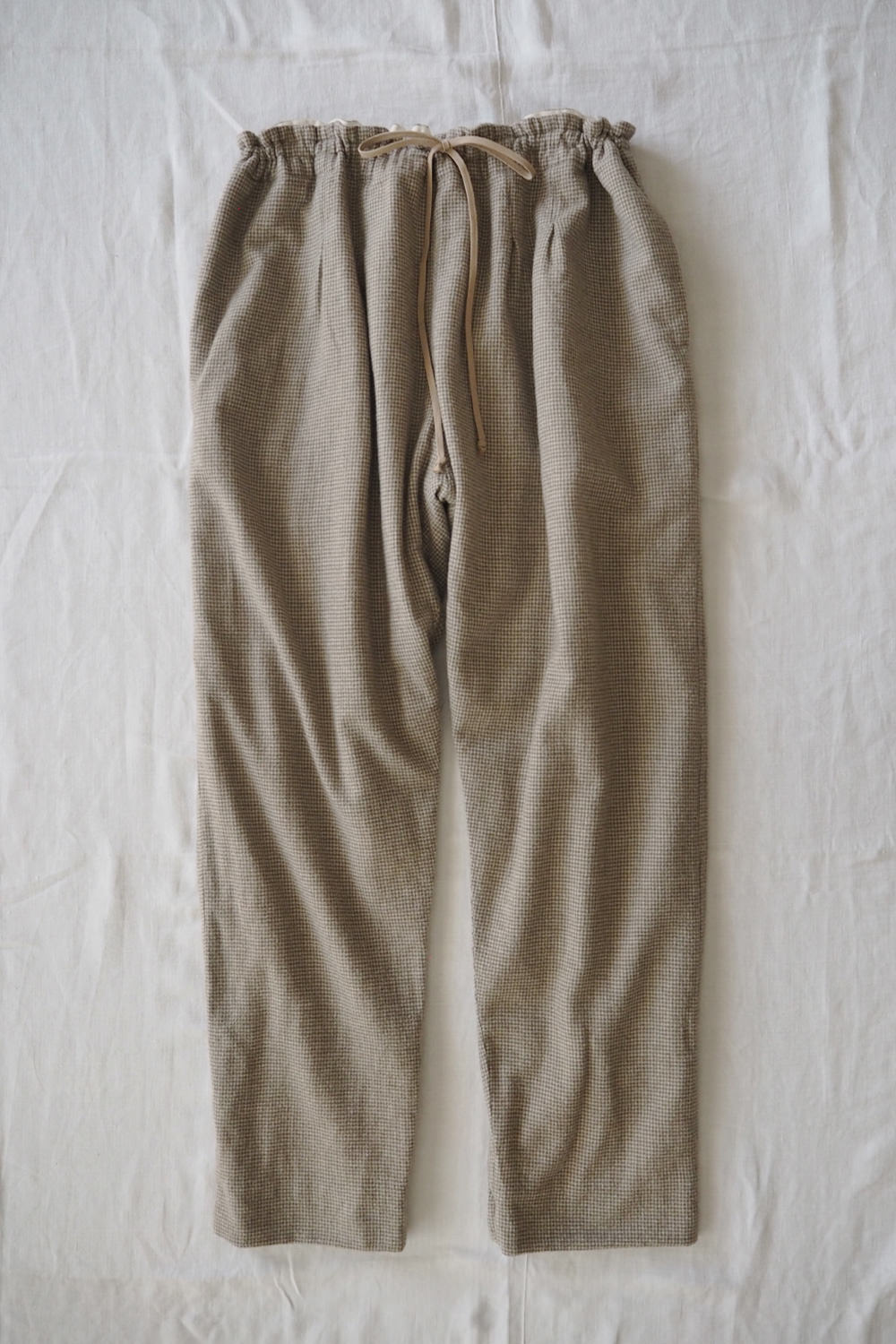 Kaval Wool Cashmere Resort Pants Beige Check Top Picture